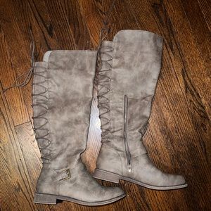 Taupe Lace Up Boots